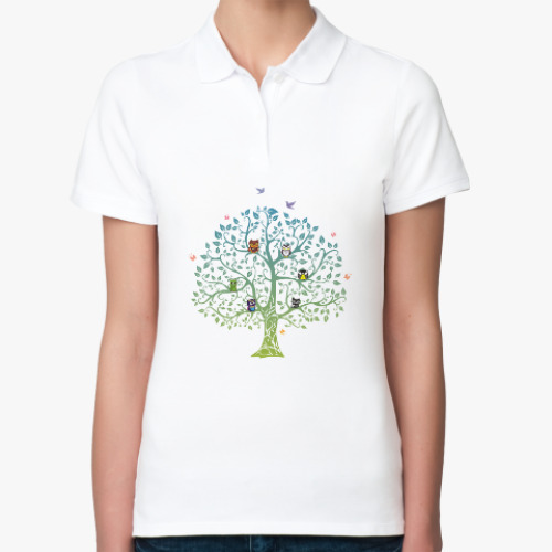 Женская рубашка поло 'Совы на дереве'