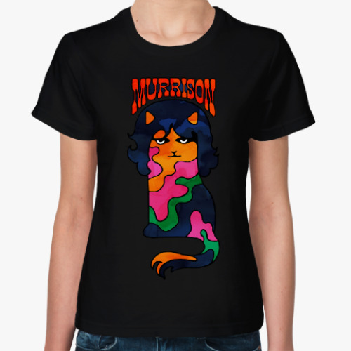 Женская футболка Муррисон музыкальный кот