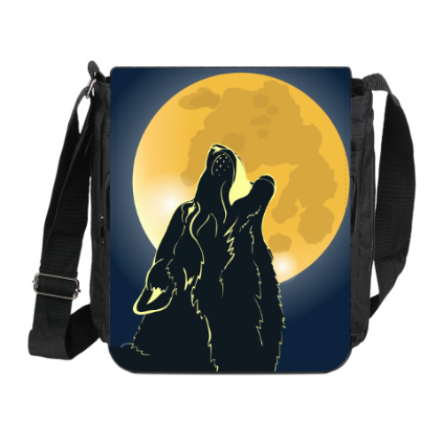 Сумка на плечо (мини-планшет) Волк воющий на луну