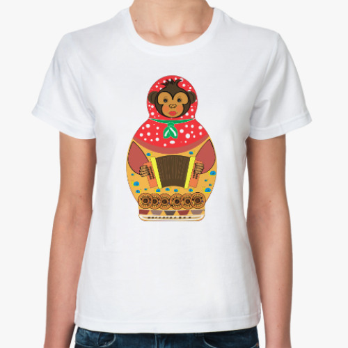 Классическая футболка Обезьянка-матрешка с гармонью