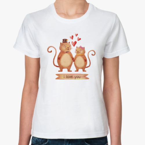 Классическая футболка i luv u cat