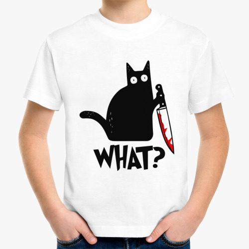 Детская футболка Кот с ножом What Cat