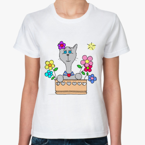 Классическая футболка Кошка
