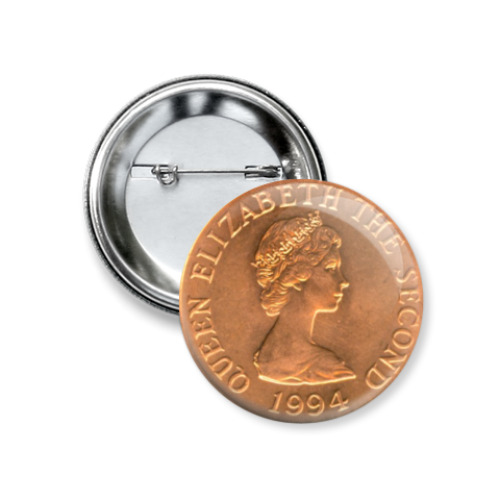 Значок 37мм Английская монетка, фунт