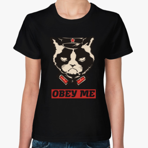 Женская футболка Obey the kitty