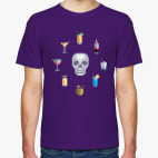 Классическая футболка Пиксельные коктейли и череп / 8 bit Cocktails