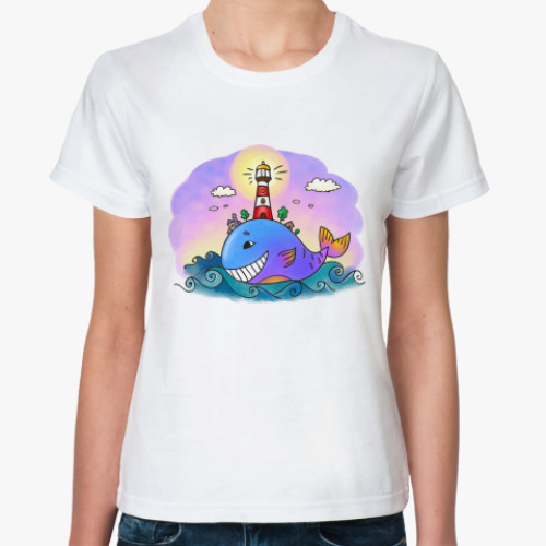 Классическая футболка «Кит и маяк»