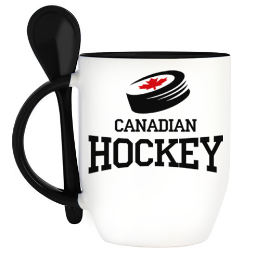 Кружка с ложкой Canadian hockey.