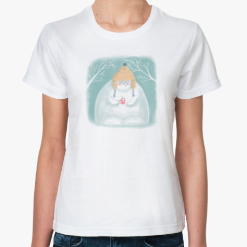Классическая футболка Сонный снеговик