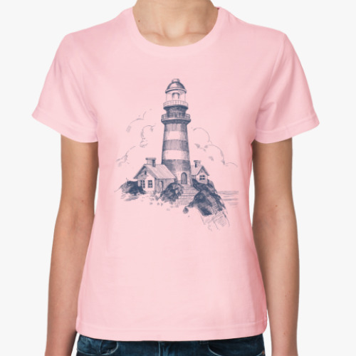 Женская футболка Море винтаж маяк