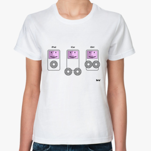 Классическая футболка 'iPod,iCar,iGirl'