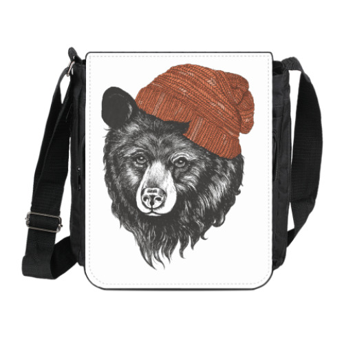 Сумка на плечо (мини-планшет) Медведь в шапке