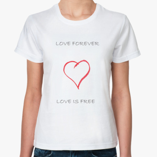 Классическая футболка Love forever love is free