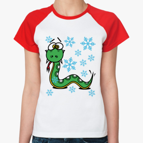 Женская футболка реглан Новогодняя змея