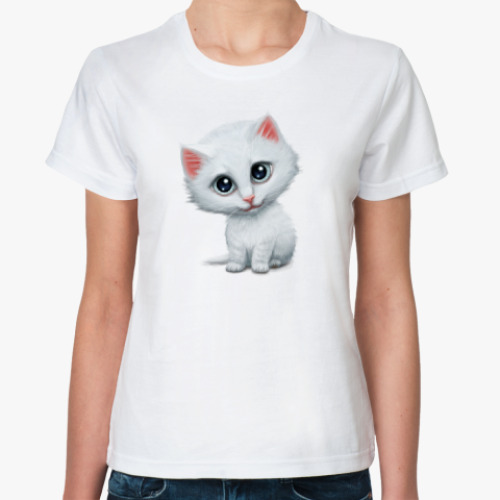 Классическая футболка Внимательный котик