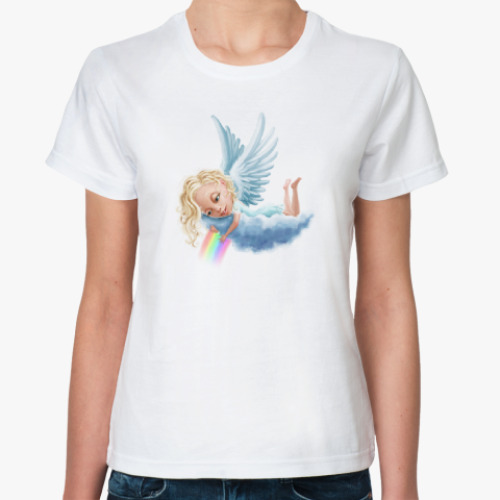 Классическая футболка Ангел и радуга