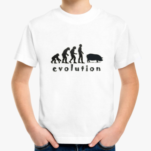 Детская футболка Эволюция в свинью
