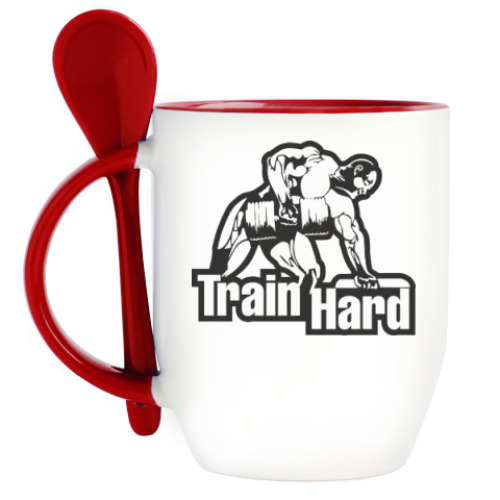 Кружка с ложкой Train hard