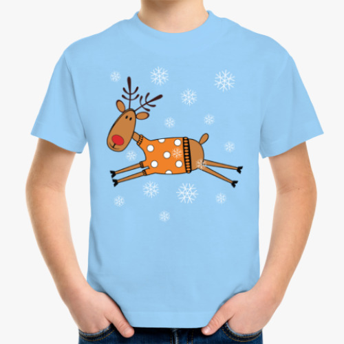 Детская футболка Новогодний олень в свитере