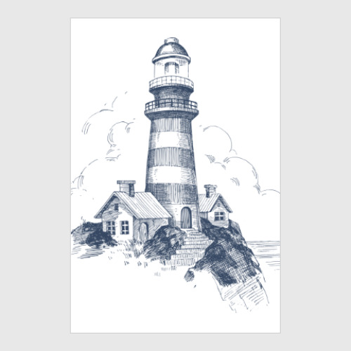 Постер Море винтаж маяк