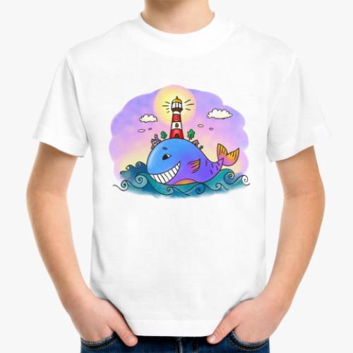 Детская футболка  «Кит и маяк»