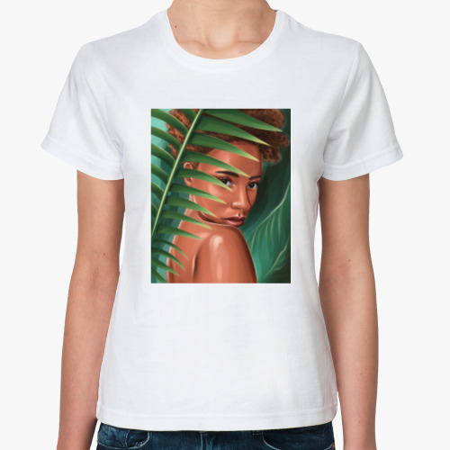 Классическая футболка Арт «девушка в тропиках»