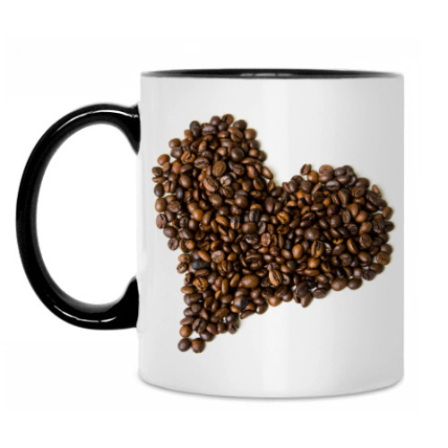 Кружка Сердце из зерен кофе