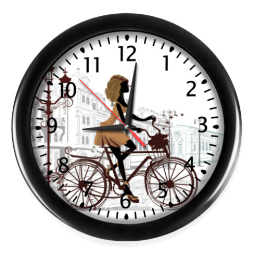 Настенные часы Девушка на велосипеде