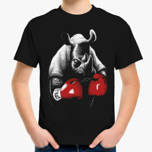 Детская футболка Носорог Боксёр