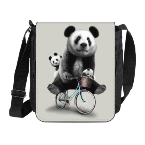 Сумка на плечо (мини-планшет) Панды на велосипеде