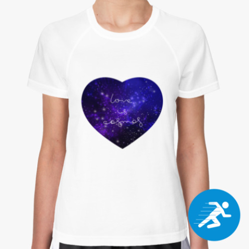 Женская спортивная футболка Любовь - это космос, сердце