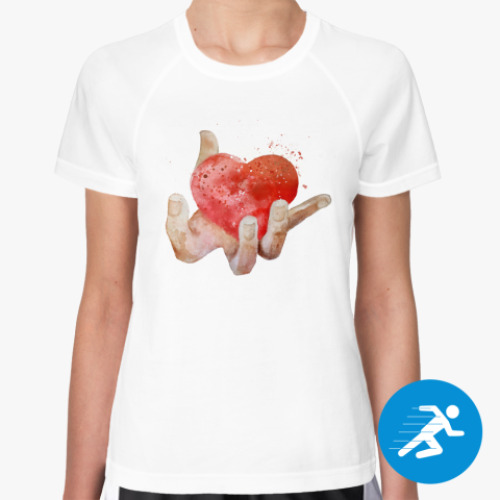 Женская спортивная футболка Сердце в руке, heart in hand