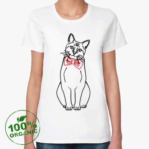 Женская футболка из органик-хлопка Культурный кот