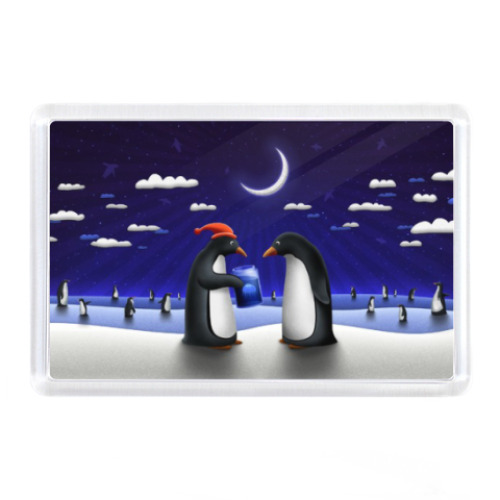Магнит Пингвины рождественские
