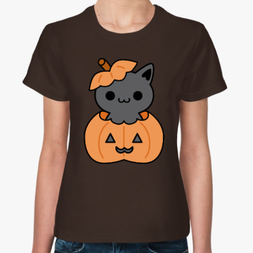 Женская футболка Pumpkin Cat