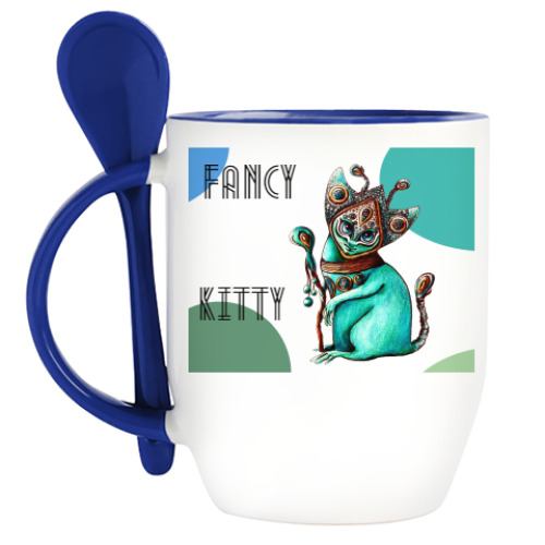 Кружка с ложкой Fancy Kitty