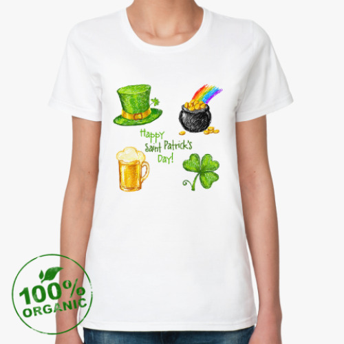 Женская футболка из органик-хлопка Saint Patrick Day sketch