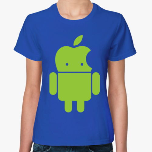 Женская футболка Андроид голова-яблоко