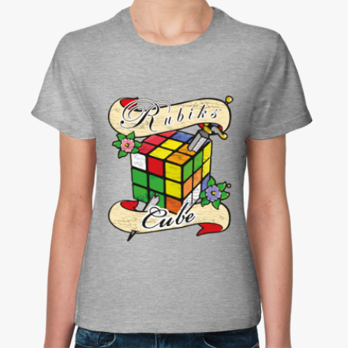 Женская футболка Меч и Кубик Рубика