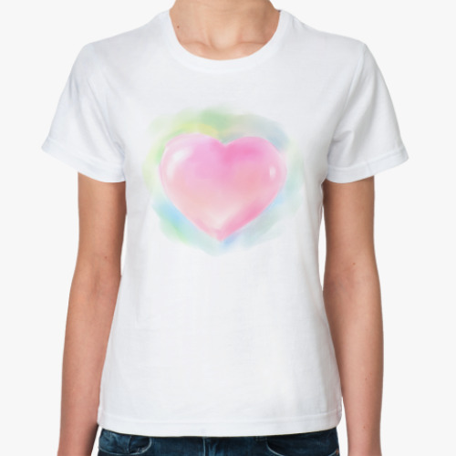 Классическая футболка Акварельное сердце