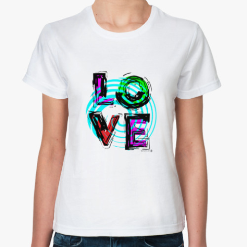 Классическая футболка LOVE, любовь.
