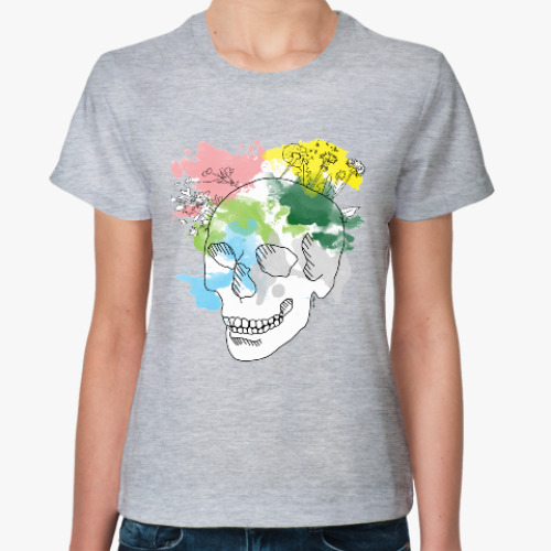 Женская футболка  Апрельский череп