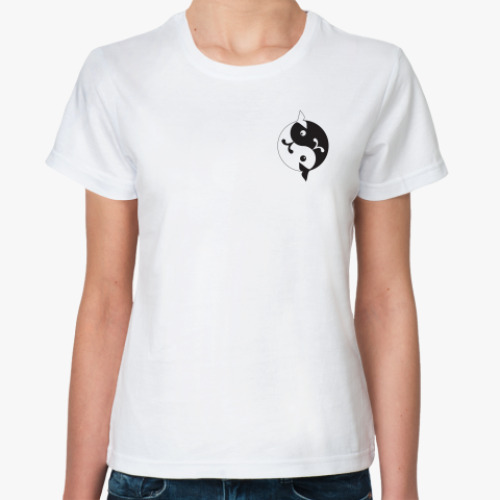 Классическая футболка  'Инь-ян киты'