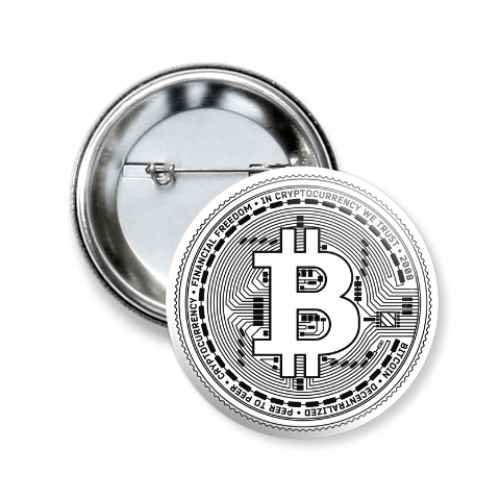 Значок 50мм Bitcoin BTC Coin