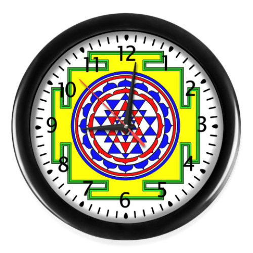 Настенные часы Шри Янтра символ мандала геометрия узор