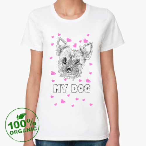 Женская футболка из органик-хлопка Love my little dog