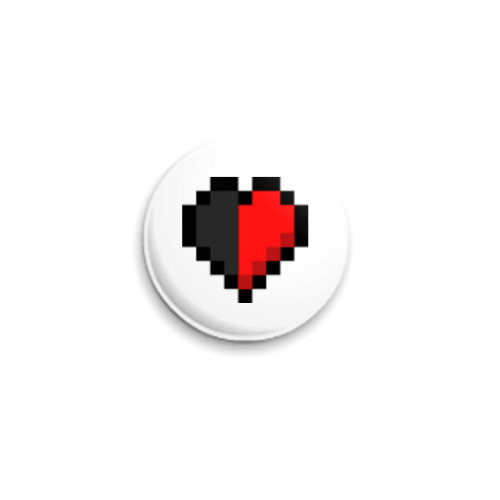 Значок 25мм Minecraft Reverse-Half-Heart