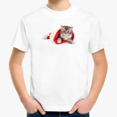 Детская футболка Новогодний котенок