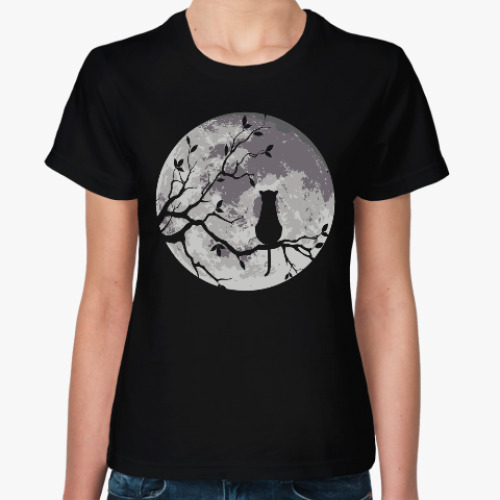 Женская футболка Луна и Кот