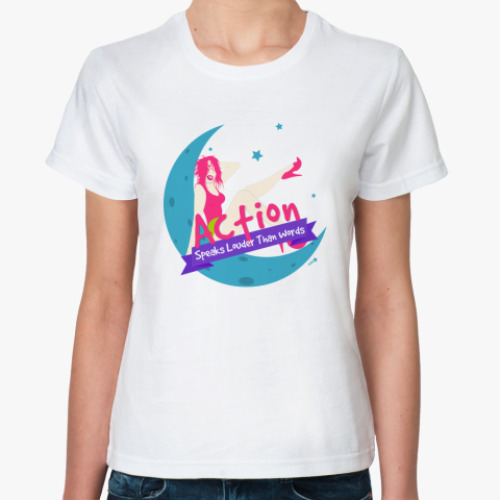 Классическая футболка Девушка на луне